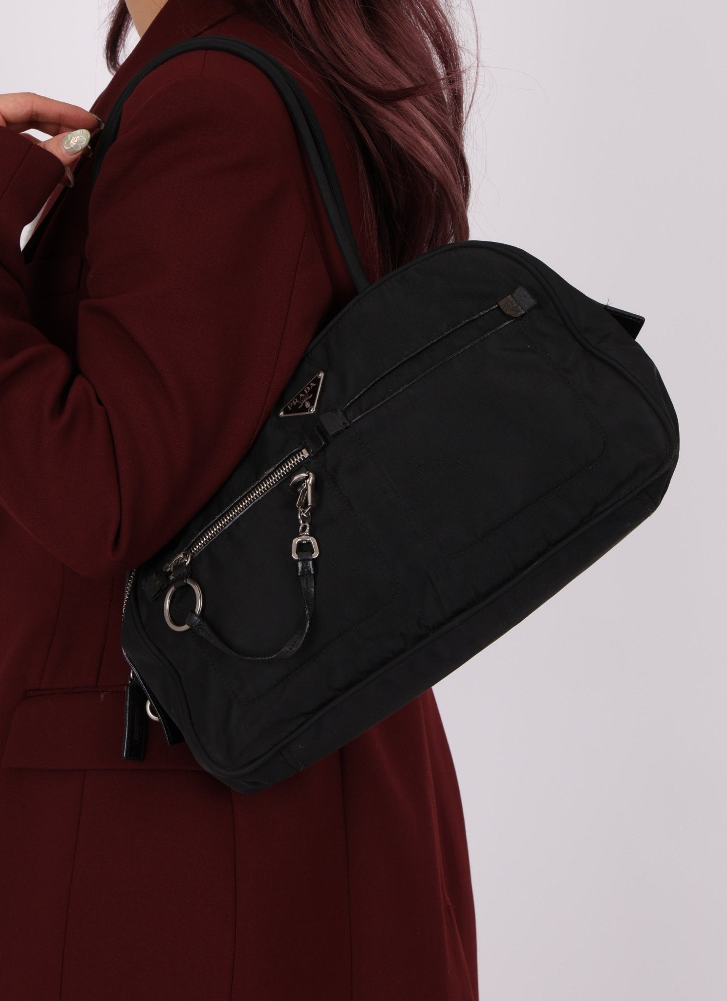 Prada Nylon Double Pocket Shoulder Bag - FashioNica