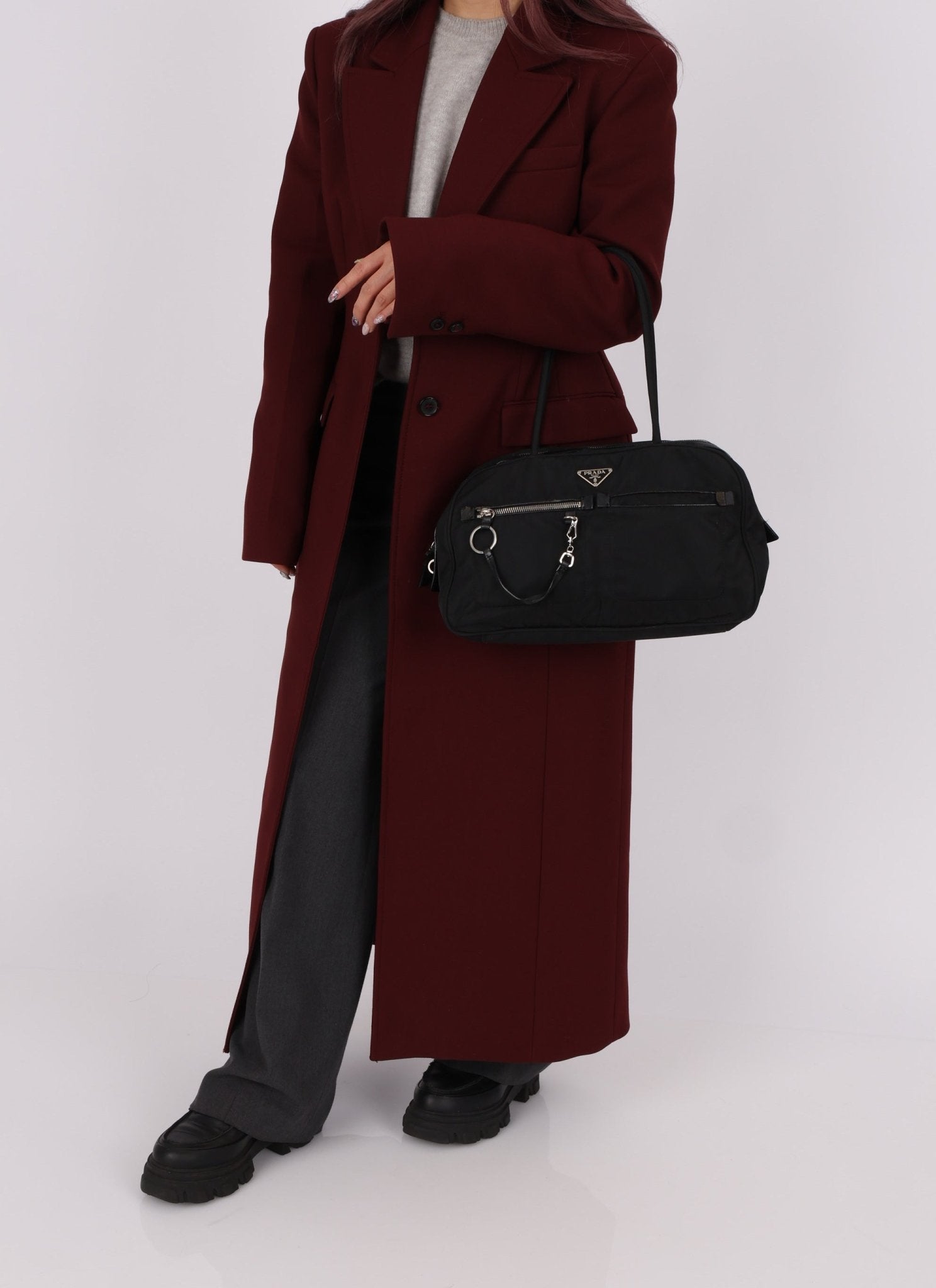 Prada Nylon Double Pocket Shoulder Bag - FashioNica