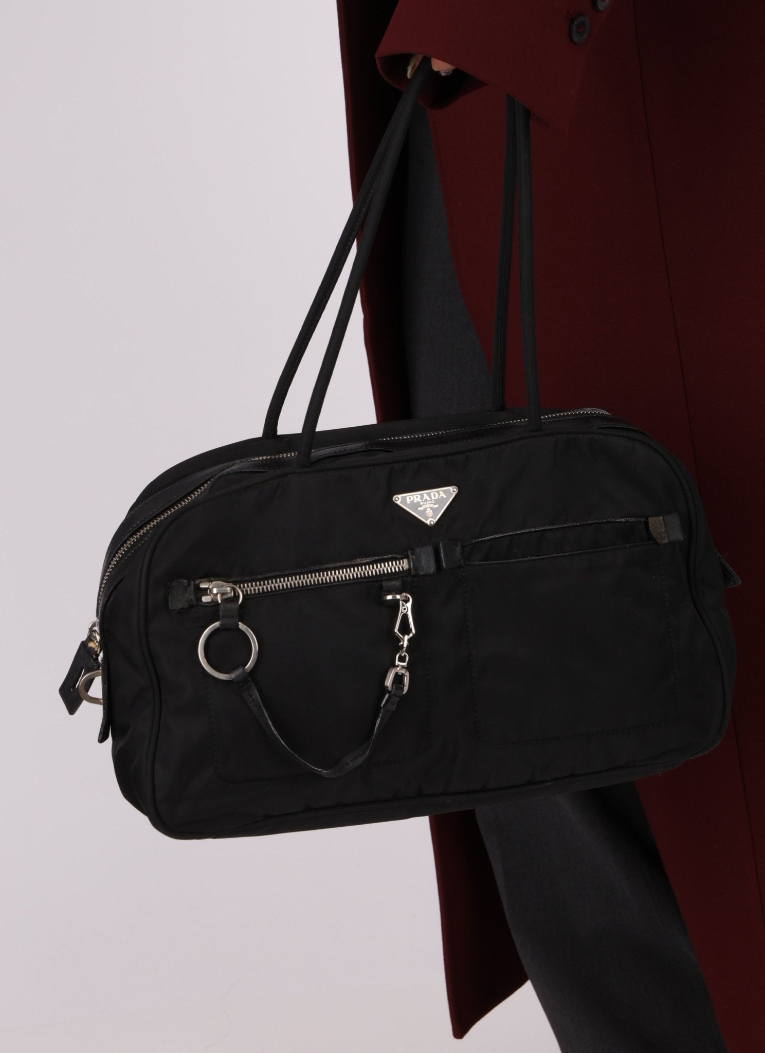 Prada Nylon Double Pocket Shoulder Bag - FashioNica