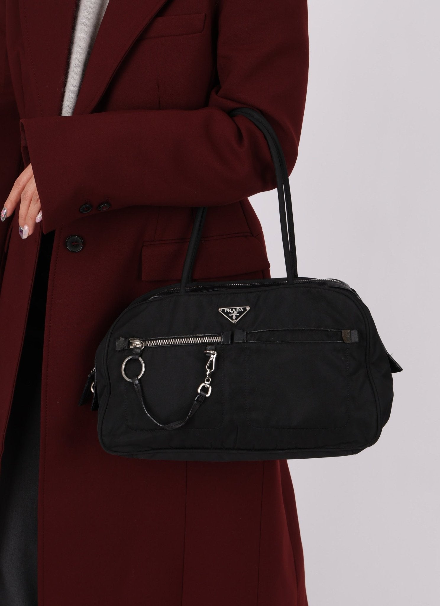 Prada Nylon Double Pocket Shoulder Bag - FashioNica