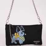 Prada Nylon French Bulldog Chain Pochette - FashioNica