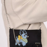 Prada Nylon French Bulldog Chain Pochette - FashioNica