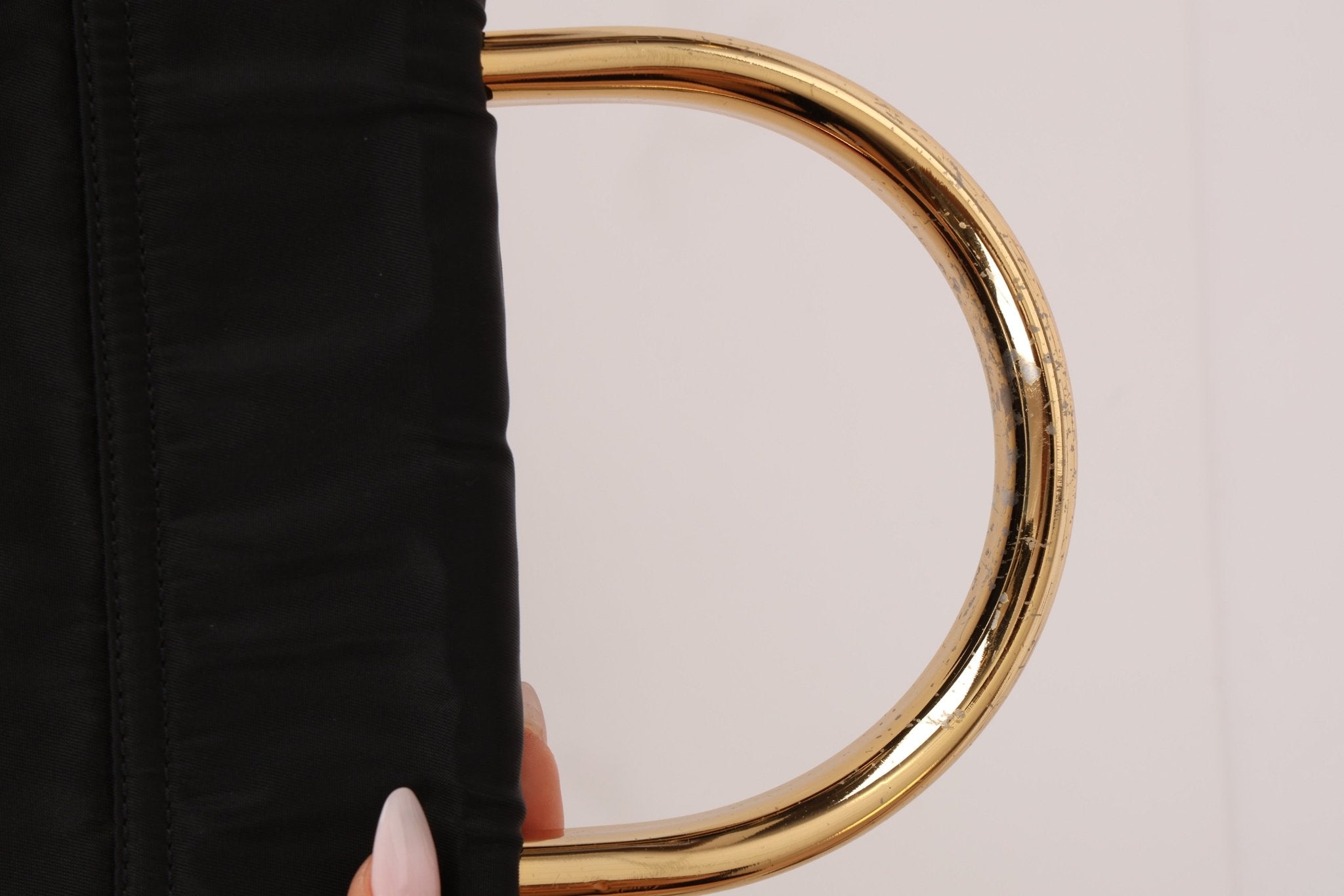 Prada Nylon Gold Mini Kelly Top Handle - FashioNica