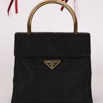 Prada Nylon Gold Mini Kelly Top Handle - FashioNica