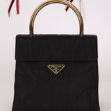 Prada Nylon Gold Mini Kelly Top Handle - FashioNica