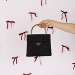 Prada Nylon Gold Mini Kelly Top Handle - FashioNica