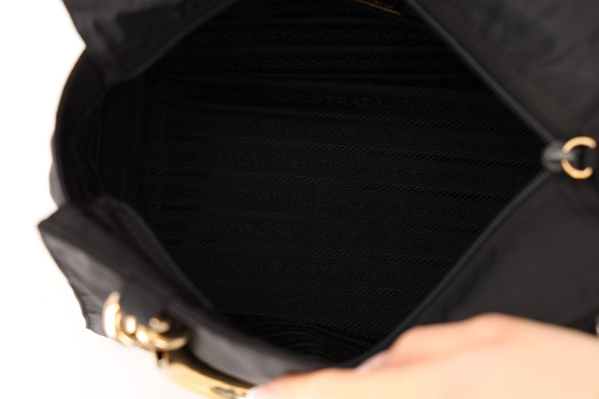 Prada Nylon Gold Top Handle Mini Tote - FashioNica