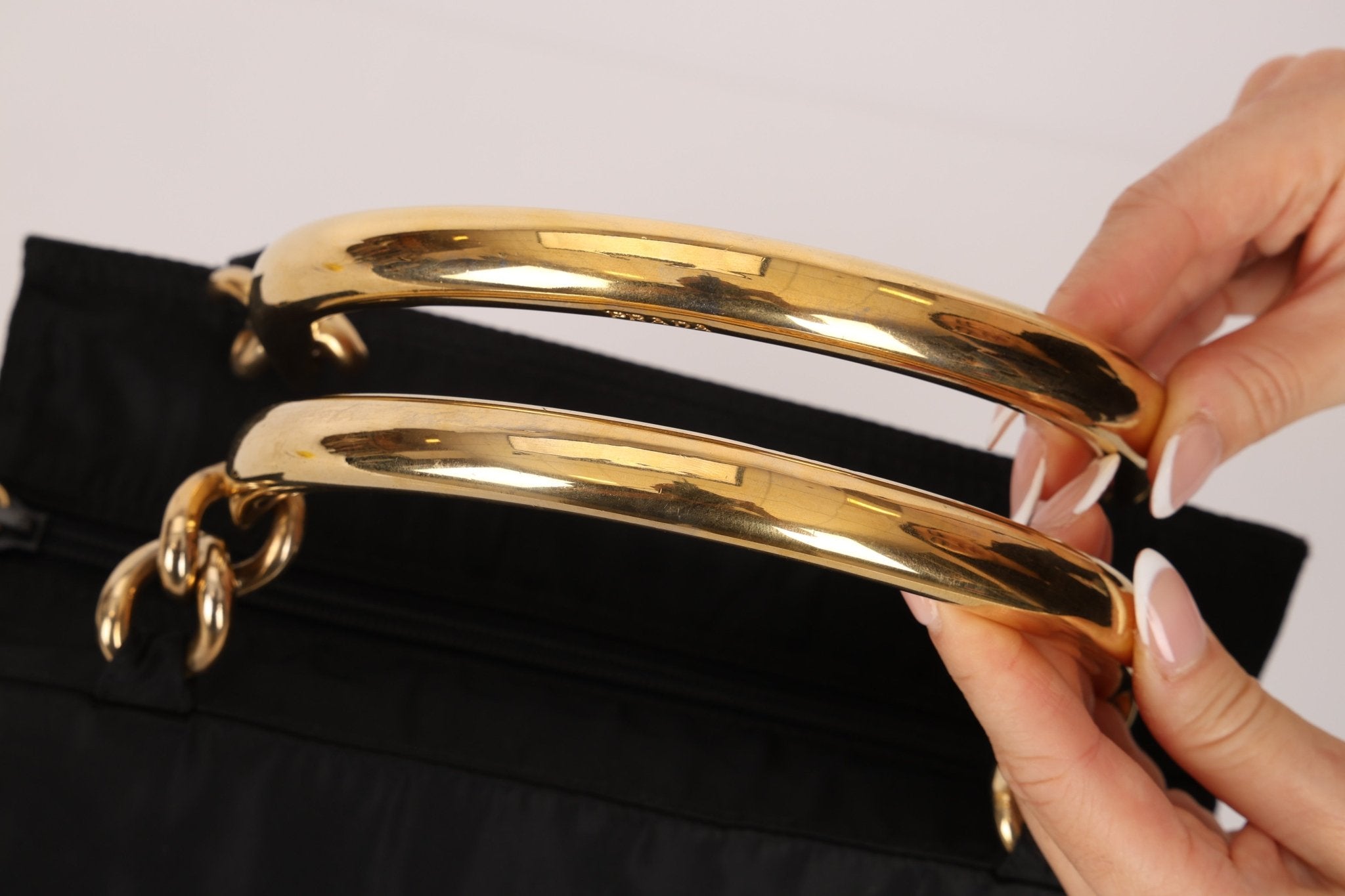 Prada Nylon Gold Top Handle Mini Tote - FashioNica