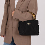 Prada Nylon Gold Top Handle Mini Tote - FashioNica