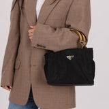 Prada Nylon Gold Top Handle Mini Tote - FashioNica