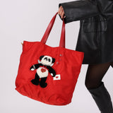 Prada Nylon Valentines Panda Red Tote - FashioNica