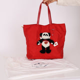Prada Nylon Valentines Panda Red Tote - FashioNica