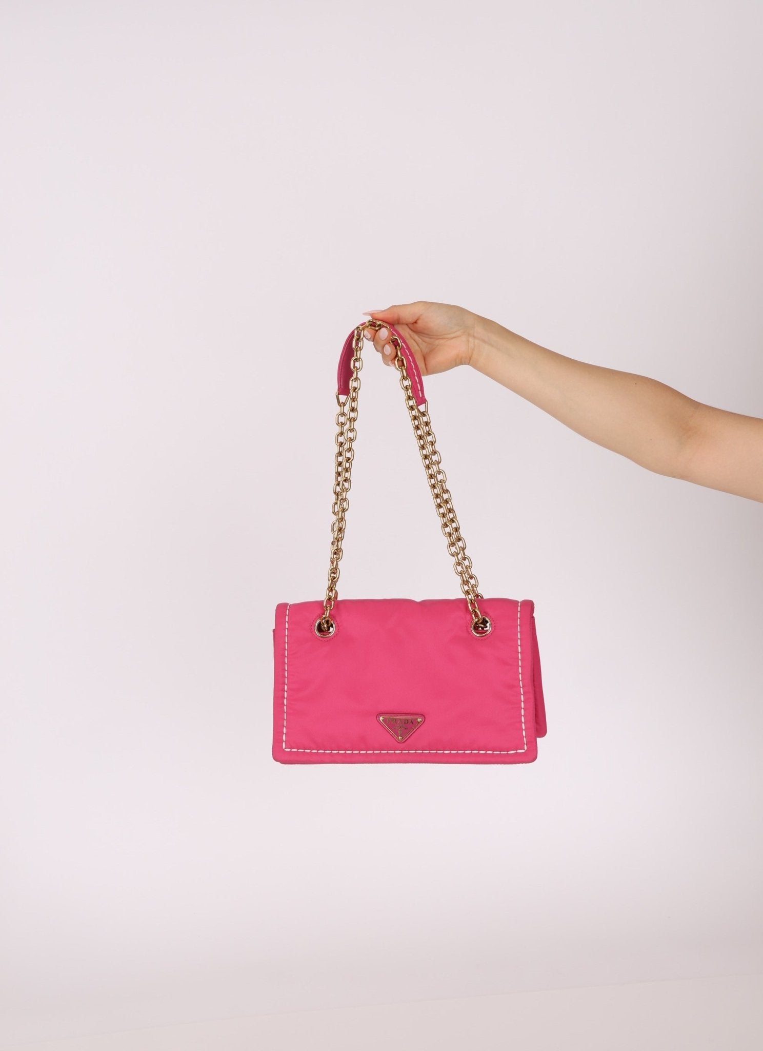 Prada Pink Nylon Chain Flap bag - FashioNica