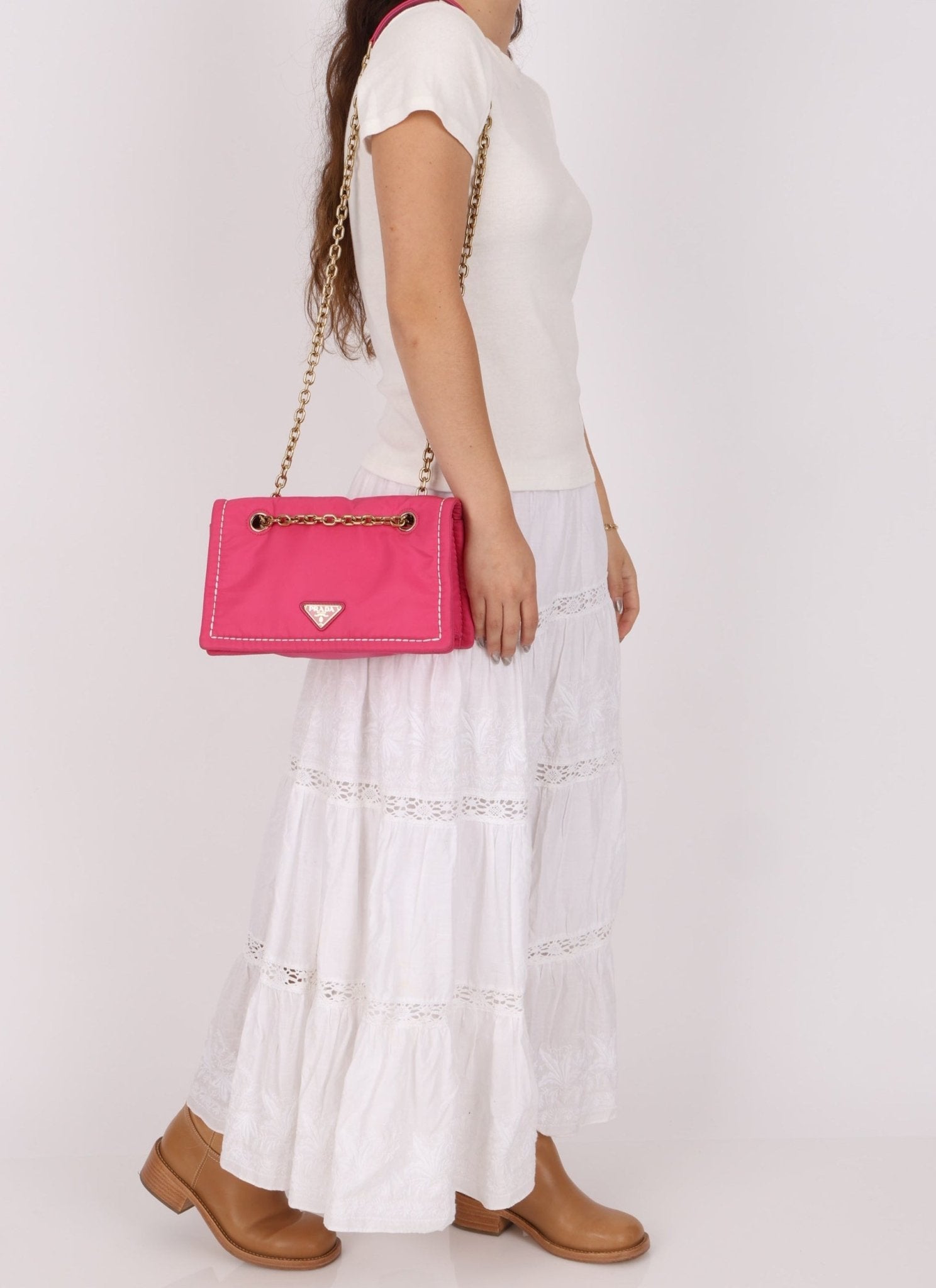 Prada Pink Nylon Chain Flap bag - FashioNica