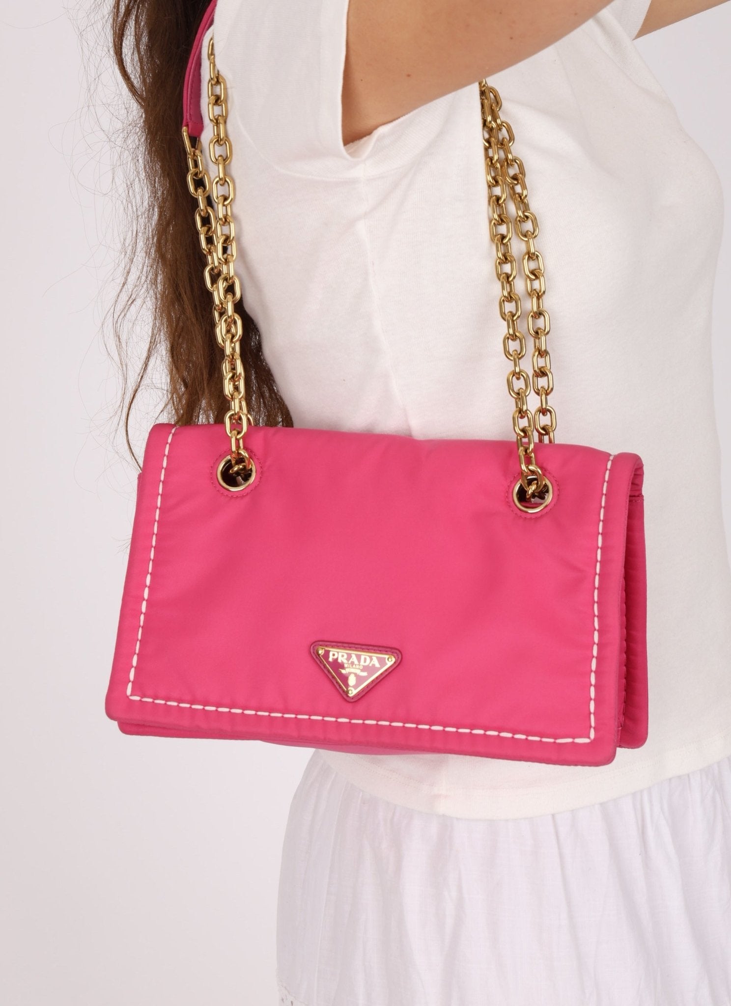 Prada Pink Nylon Chain Flap bag - FashioNica