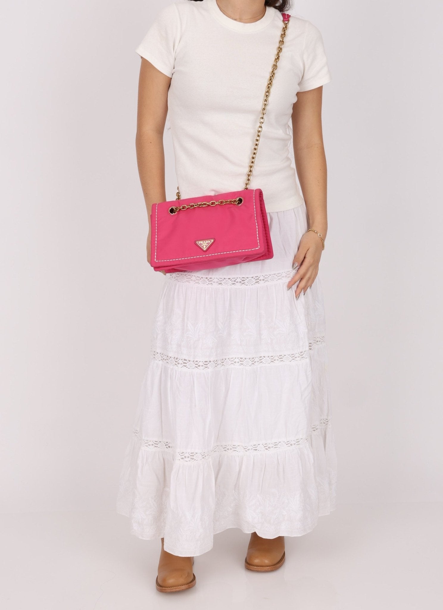 Prada Pink Nylon Chain Flap bag - FashioNica