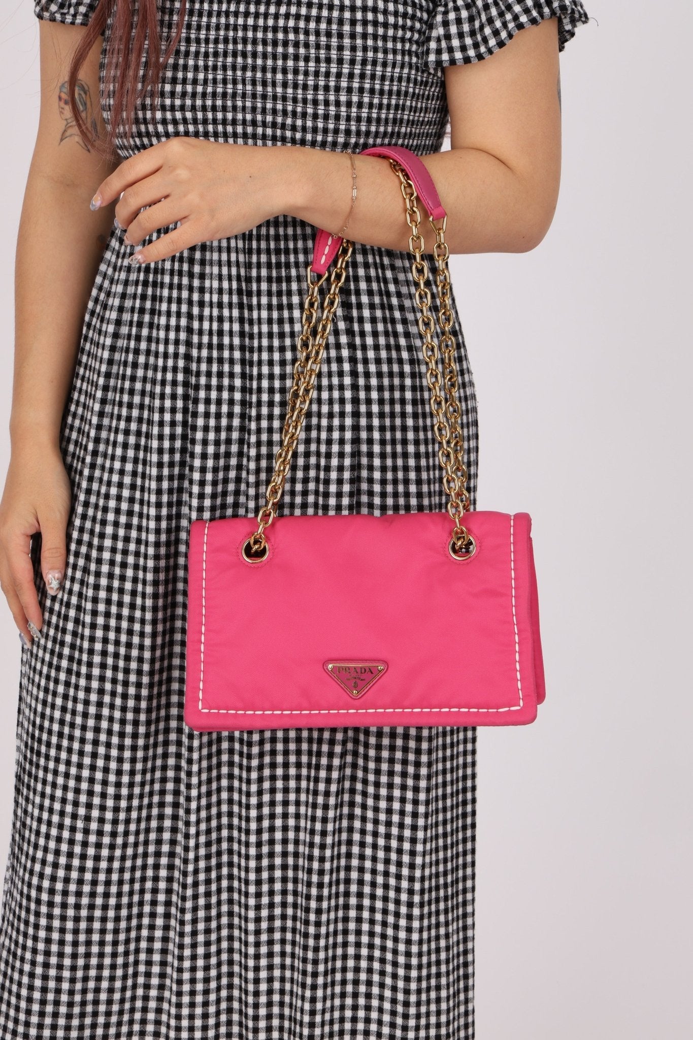 Prada Pink Nylon Chain Flap bag - FashioNica