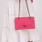 Prada Pink Nylon Chain Flap bag - FashioNica