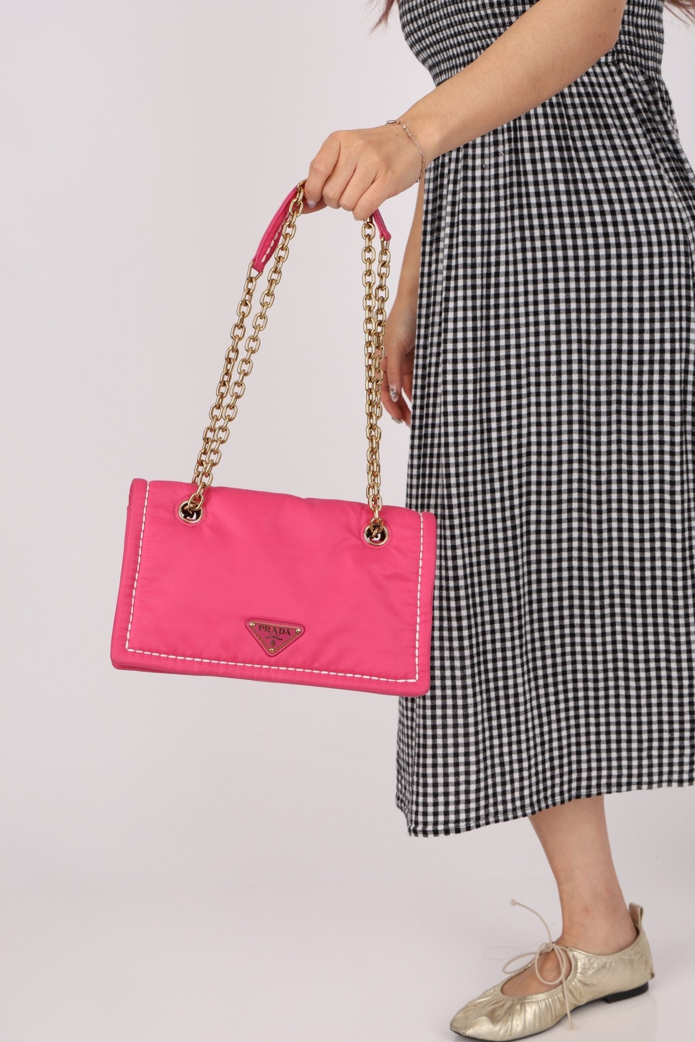 Prada Pink Nylon Chain Flap bag - FashioNica
