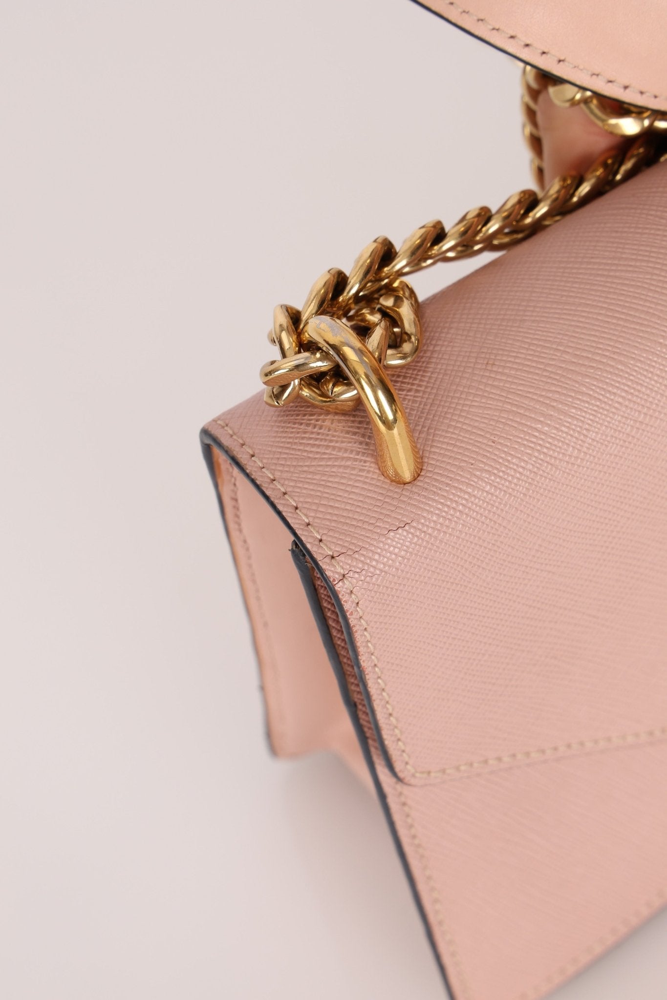 Prada Pink Saffiano Chain Envelope Flap - FashioNica