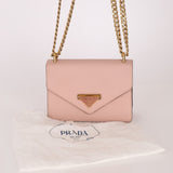 Prada Pink Saffiano Chain Envelope Flap - FashioNica