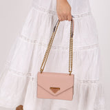 Prada Pink Saffiano Chain Envelope Flap - FashioNica