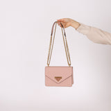 Prada Pink Saffiano Chain Envelope Flap - FashioNica