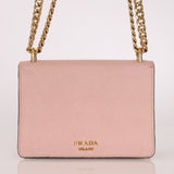 Prada Pink Saffiano Chain Envelope Flap - FashioNica