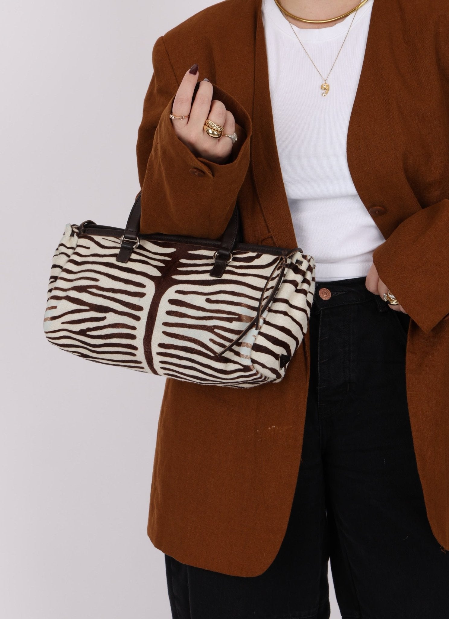 Prada Ponyhair Zebra Print Cavallino Top Handle - FashioNica