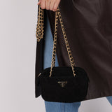 Prada Quilted Scamosciato Suede Chain Camera Bag - FashioNica