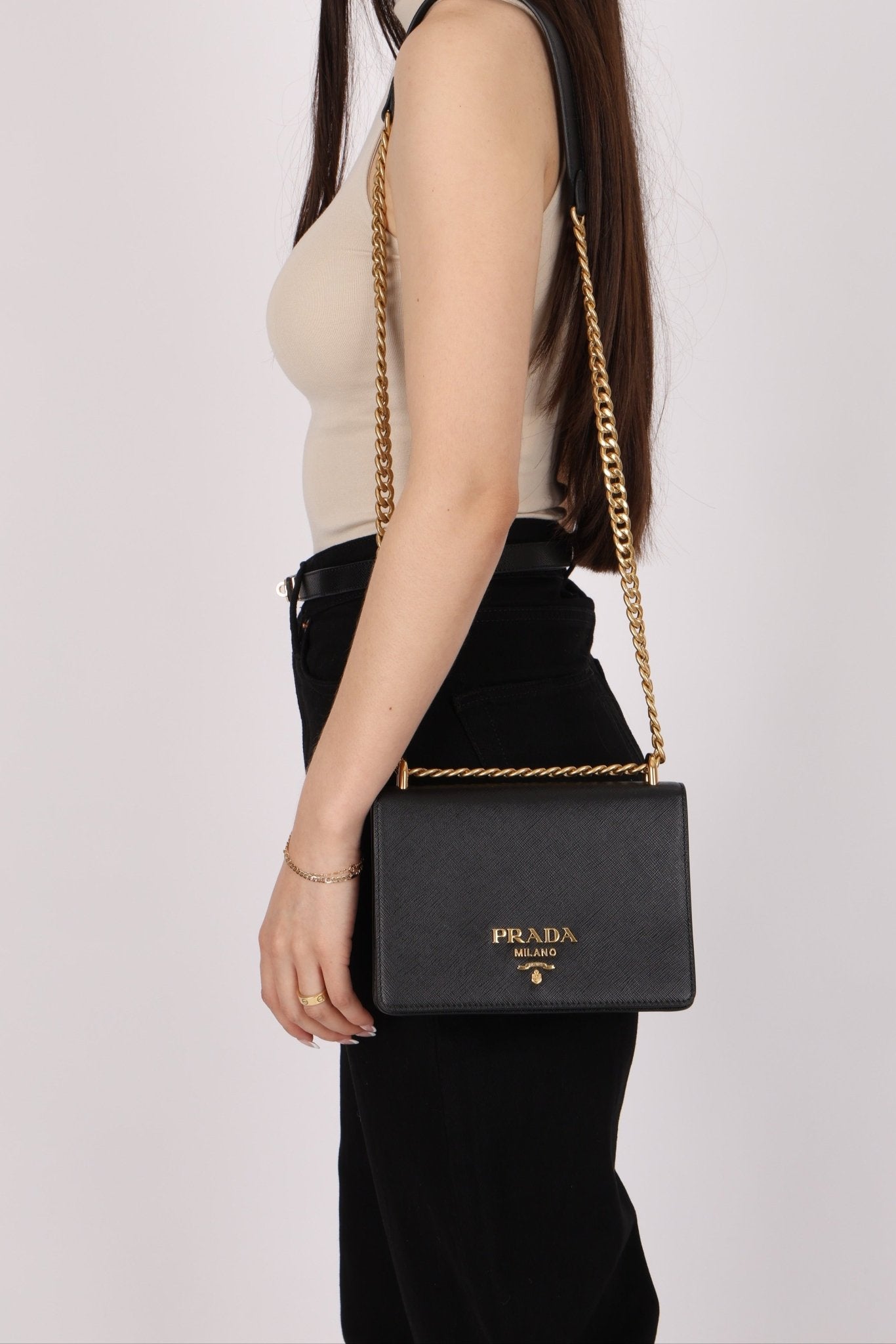 Prada Saffiano Chain Shoulder Bag - FashioNica