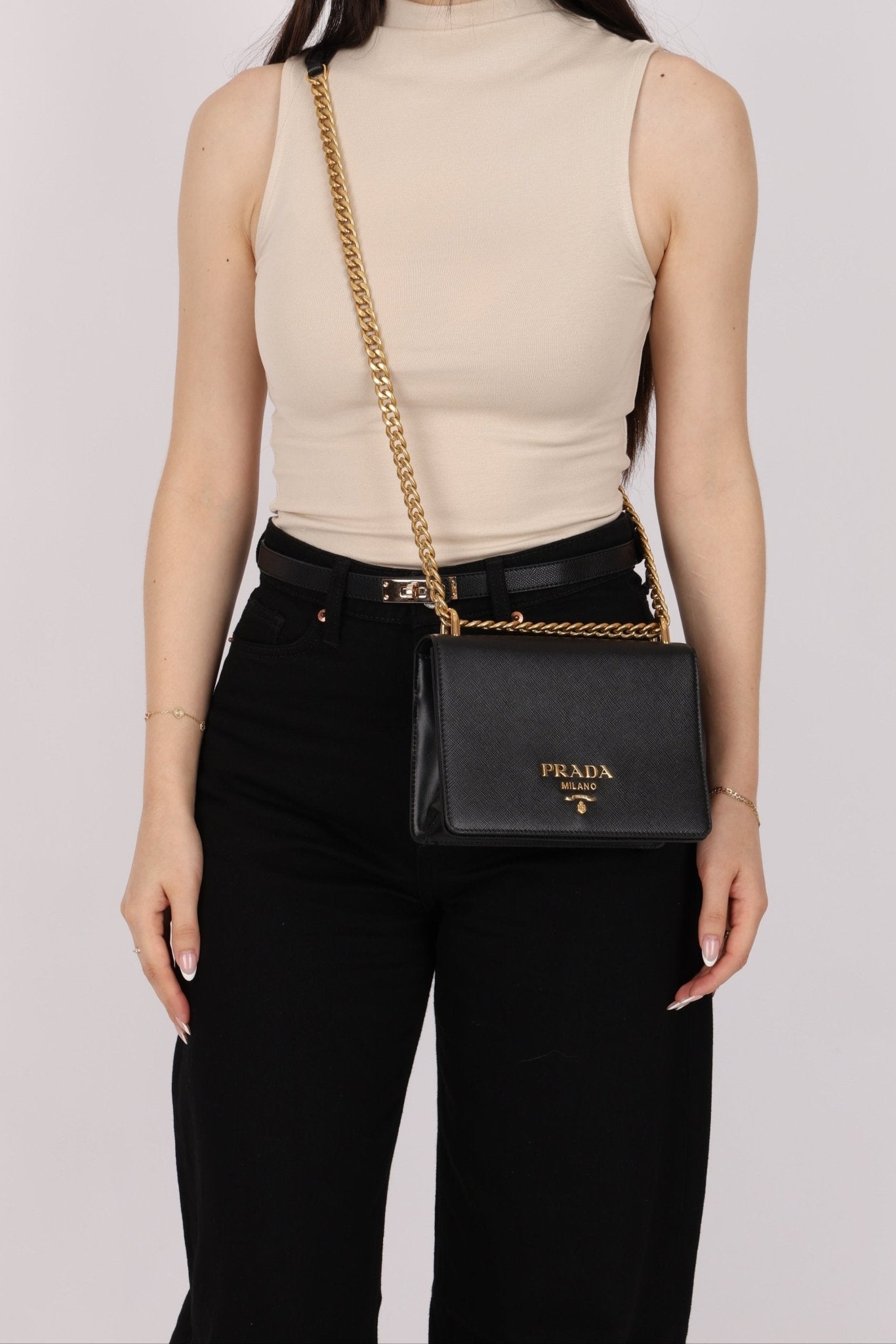 Prada Saffiano Chain Shoulder Bag - FashioNica