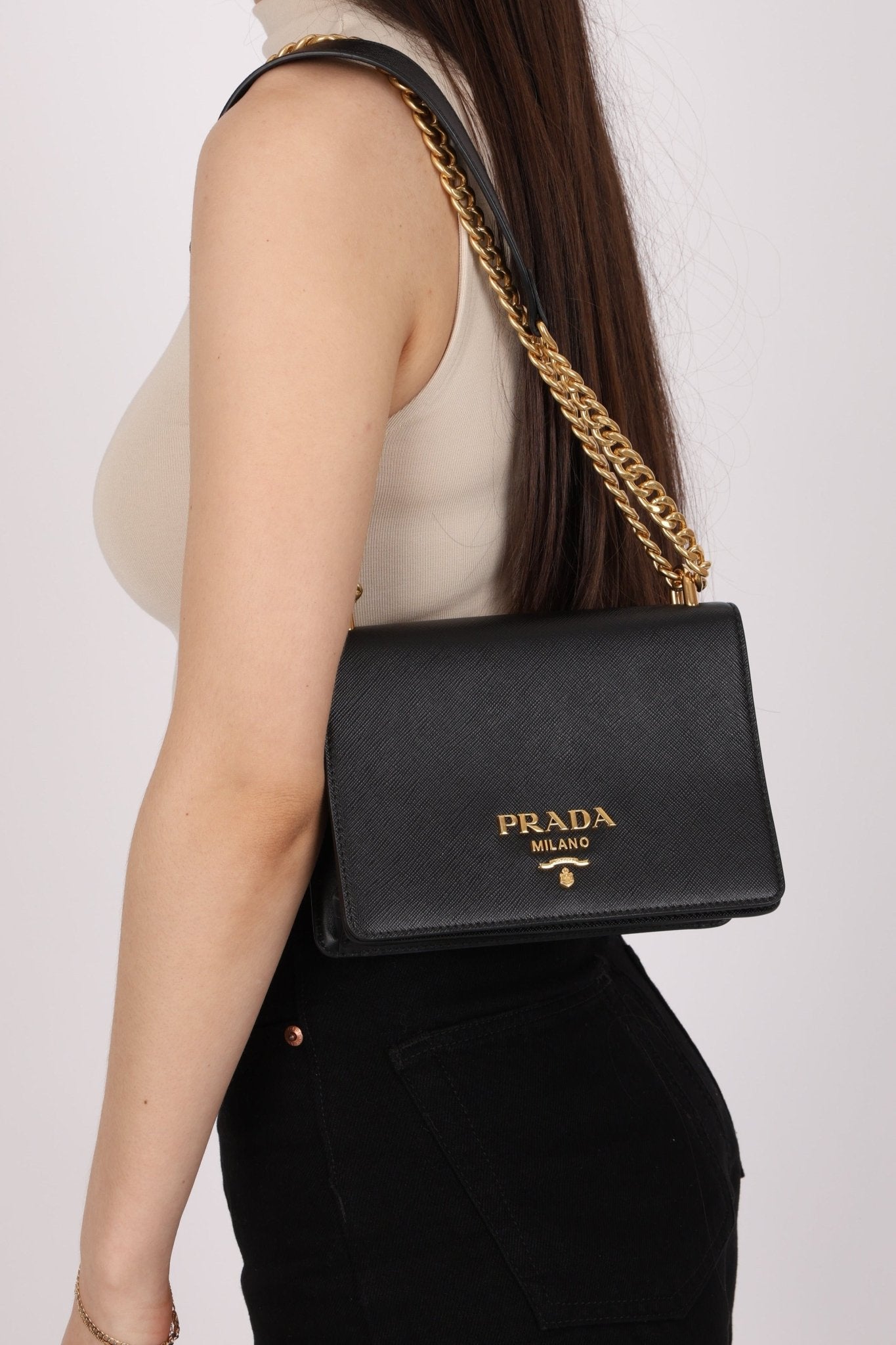 Prada Saffiano Chain Shoulder Bag - FashioNica