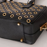 Prada Saffiano Grommet Bauletto Bowler Bag - FashioNica