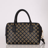 Prada Saffiano Grommet Bauletto Bowler Bag - FashioNica