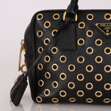 Prada Saffiano Grommet Bauletto Bowler Bag - FashioNica