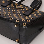 Prada Saffiano Grommet Bauletto Bowler Bag - FashioNica
