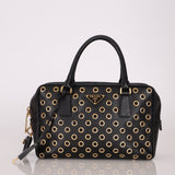 Prada Saffiano Grommet Bauletto Bowler Bag - FashioNica