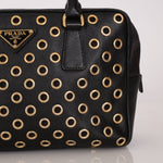 Prada Saffiano Grommet Bauletto Bowler Bag - FashioNica