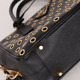 Prada Saffiano Grommet Bauletto Bowler Bag - FashioNica