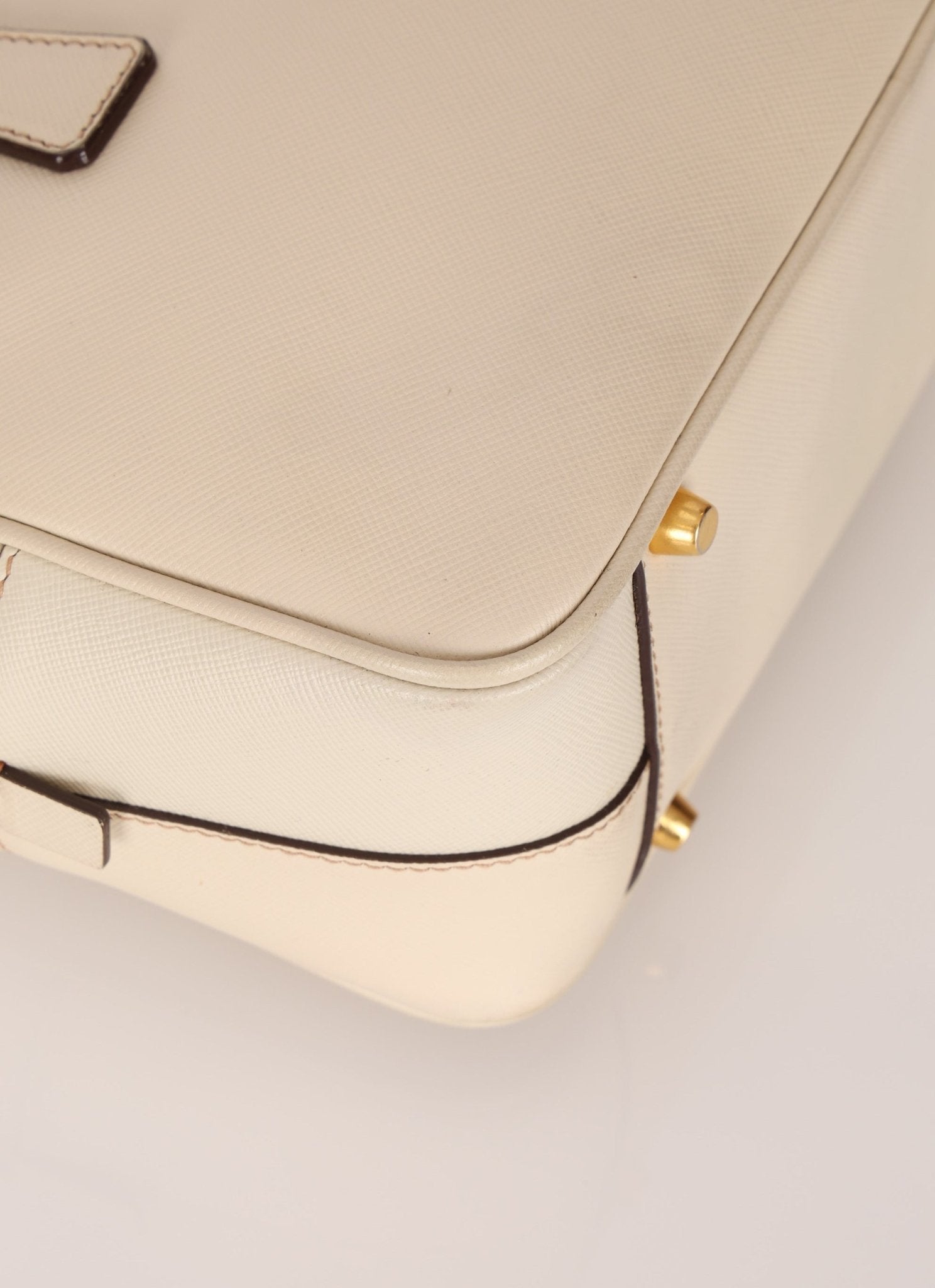 Prada Saffiano Ivory Leather Top Handle - FashioNica
