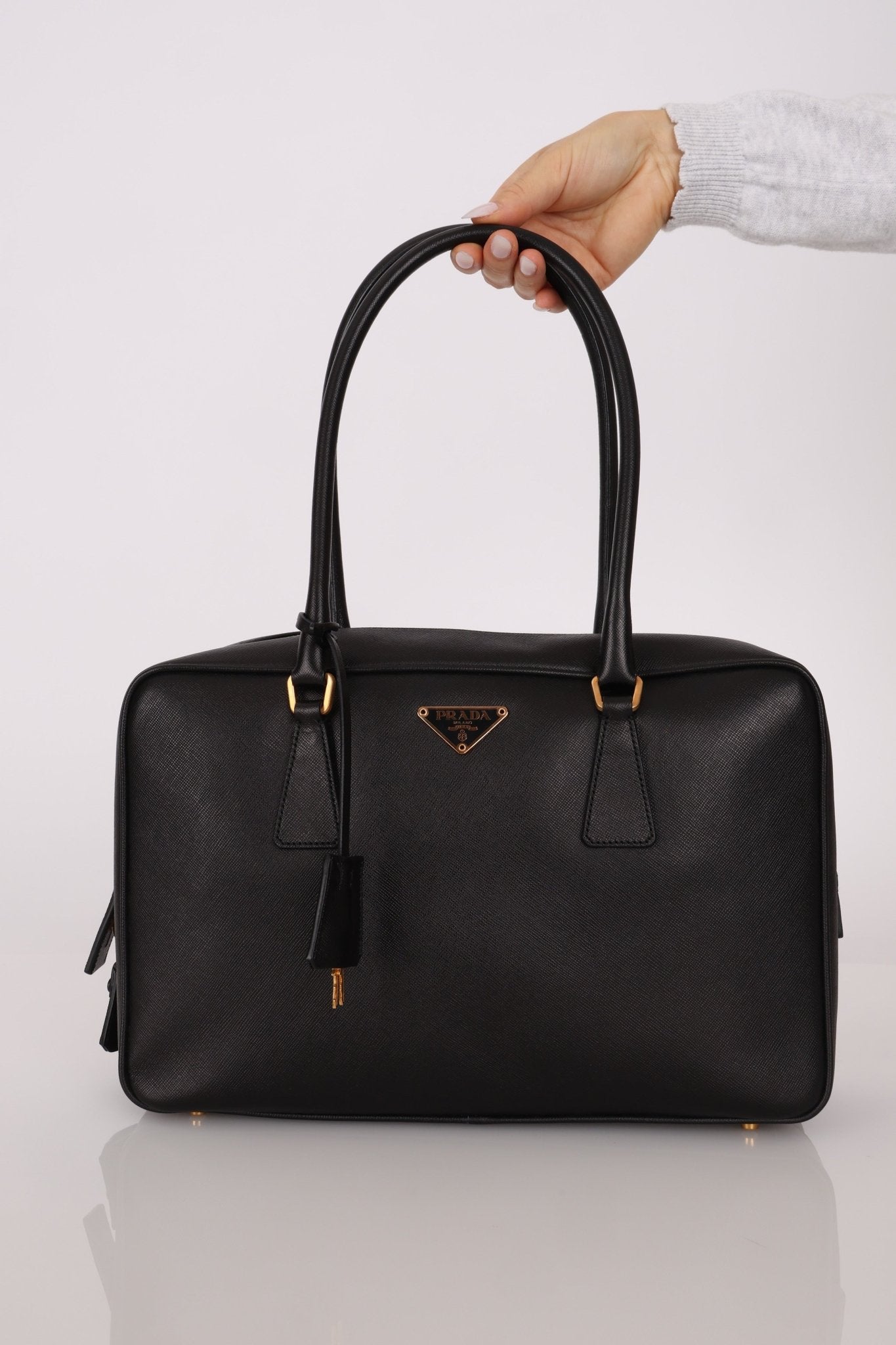 Prada Saffiano Lux Bauletto Boston Bag - FashioNica