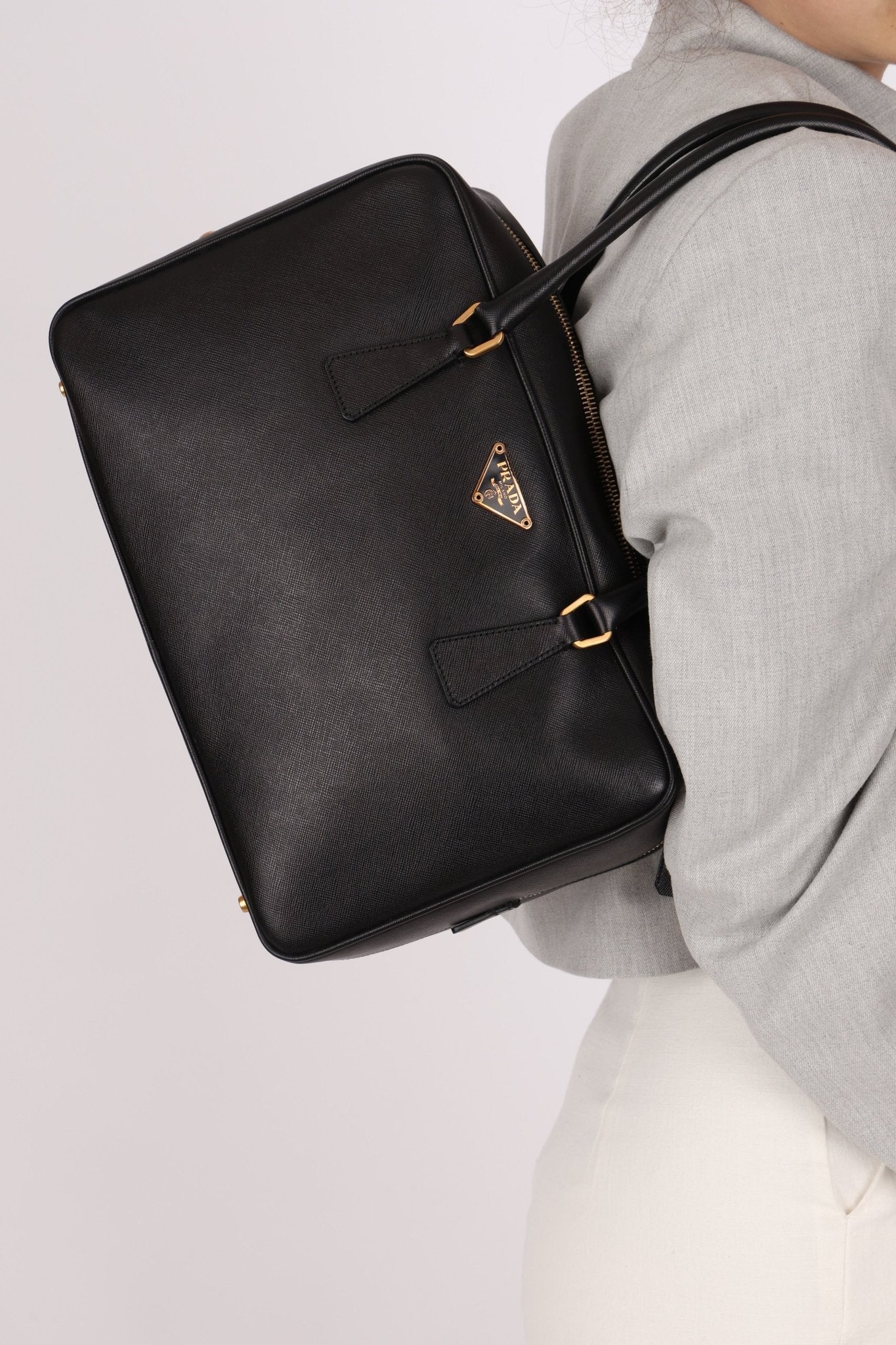 Prada Saffiano Lux Bauletto Boston Bag - FashioNica