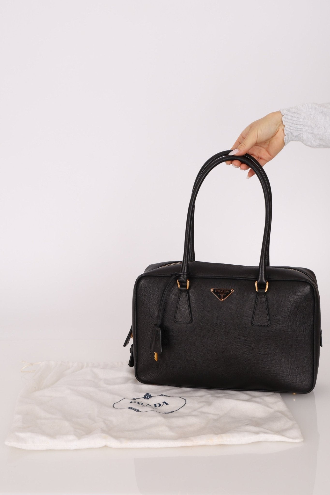 Prada Saffiano Lux Bauletto Boston Bag - FashioNica