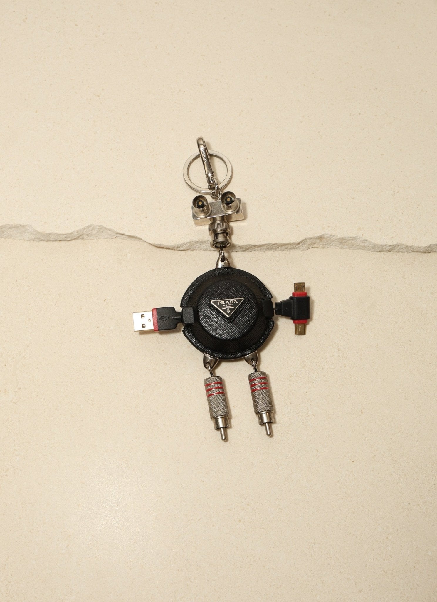 Prada Saffiano Robot USB Charger Key Chain - FashioNica
