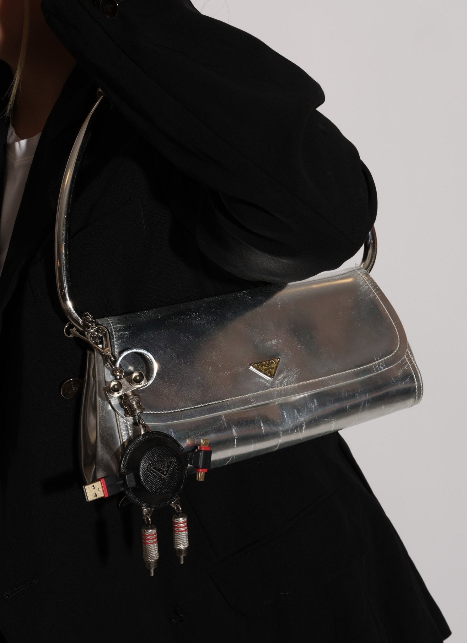 Prada Saffiano Robot USB Charger Key Chain - FashioNica