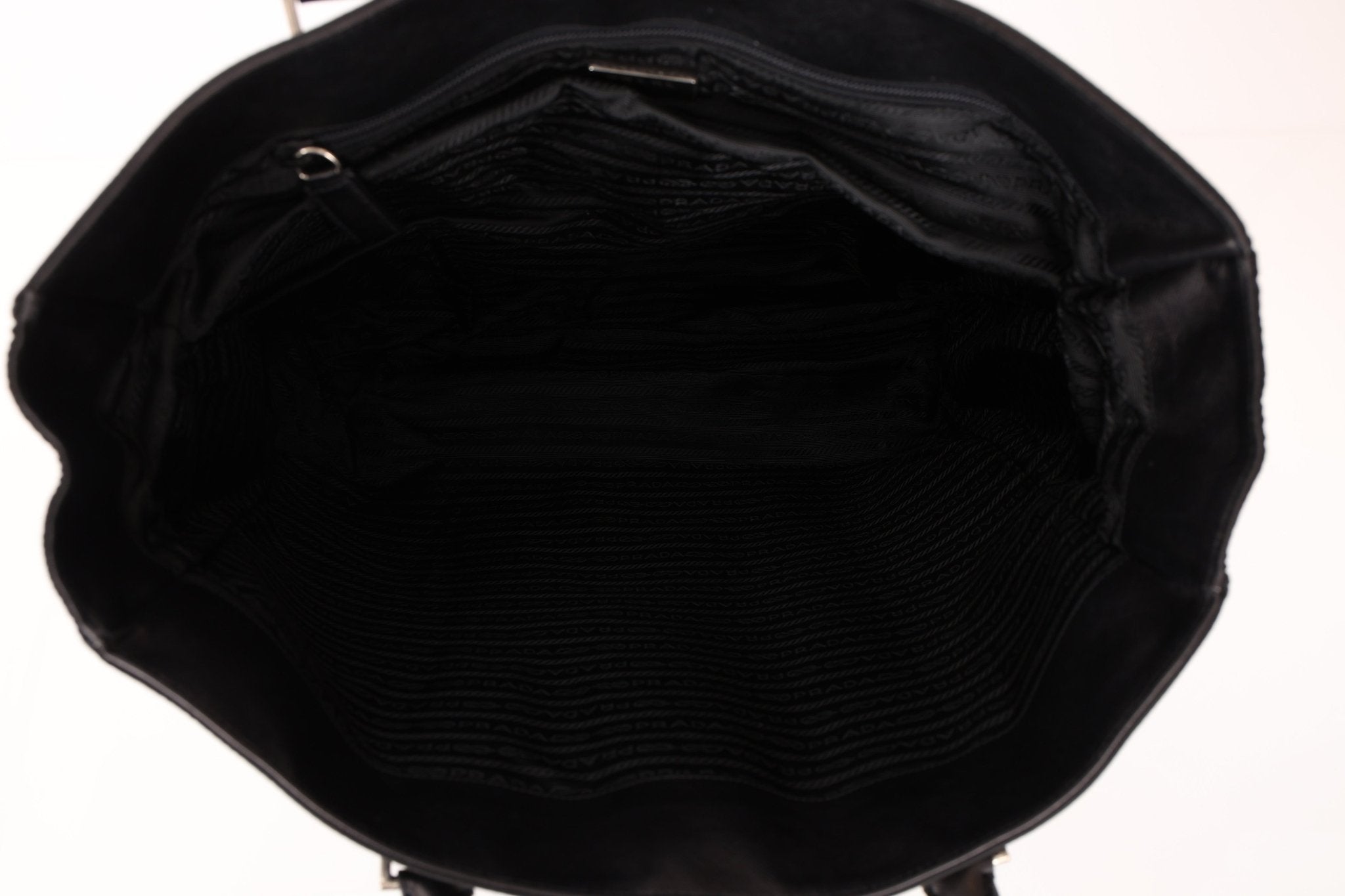 Prada Saffiano - Trimmed Tessuto XL North South Tote - FashioNica