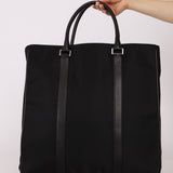 Prada Saffiano - Trimmed Tessuto XL North South Tote - FashioNica