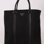 Prada Saffiano - Trimmed Tessuto XL North South Tote - FashioNica