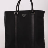 Prada Saffiano - Trimmed Tessuto XL North South Tote - FashioNica